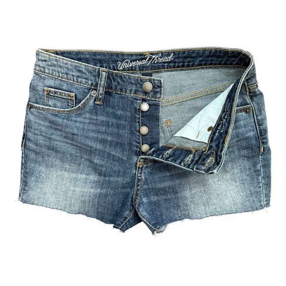 Universal Thread Blue High-Rise Shortie Button-Front Jean Shorts Size 4/27 - Picture 2 of 9